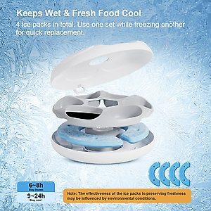 Casfuy Smart 6-Meal Automatic Dog & Cat Wet Food Feeder with 4 Ice Packs, White