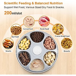 Casfuy Smart 6-Meal Automatic Dog & Cat Wet Food Feeder with 4 Ice Packs, White