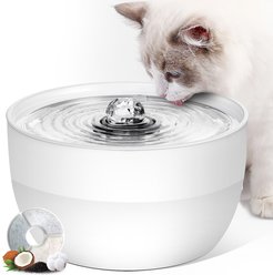 Casfuy W8 Stainless Steel Dog & Cat Water Fountain with LED Light, White, 102-fl oz