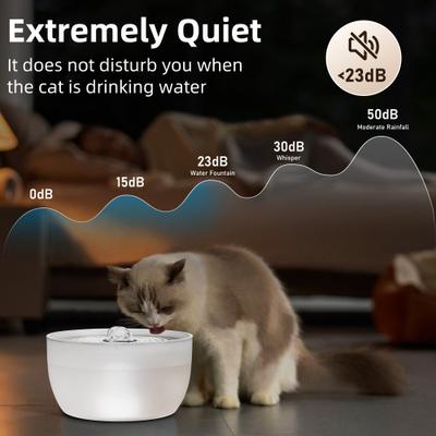 Show full view: Casfuy W8 Stainless Steel Dog & Cat Water Fountain with LED Light, White, 102-fl oz slide 5 of 10