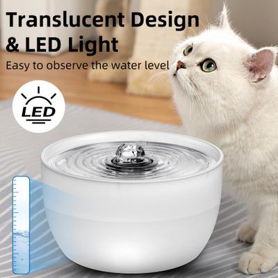 Show full view: Casfuy W8 Stainless Steel Dog & Cat Water Fountain with LED Light, White, 102-fl oz slide 2 of 10