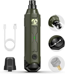 Casfuy Upgraded Quiet 6 Speed Electric Dog & Cat Nail Grinder with 2 LED Lights, Army Green