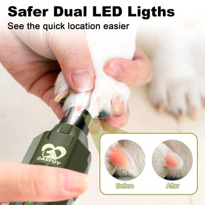 Show full view: Casfuy Upgraded Quiet 6 Speed Electric Dog & Cat Nail Grinder with 2 LED Lights, Army Green slide 6 of 9