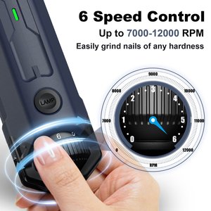 Casfuy Upgraded Quiet 6 Speed Electric Dog & Cat Nail Grinder with 2 LED Lights, Blue