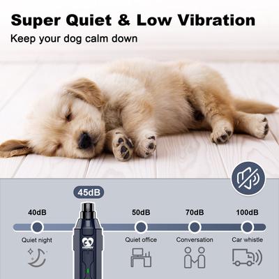 Casfuy Upgraded Quiet 6 Speed Electric Dog & Cat Nail Grinder with 2 LED Lights