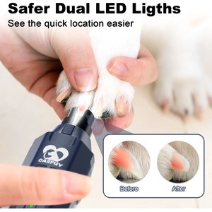Casfuy Upgraded Quiet 6 Speed Electric Dog & Cat Nail Grinder with 2 LED Lights, Blue