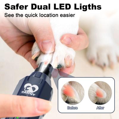 Casfuy Upgraded Quiet 6 Speed Electric Dog & Cat Nail Grinder with 2 LED Lights
