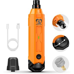 Casfuy Upgraded Quiet 6 Speed Electric Dog & Cat Nail Grinder with 2 LED Lights, Orange