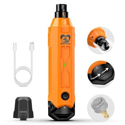 Show full view: Casfuy Upgraded Quiet 6 Speed Electric Dog & Cat Nail Grinder with 2 LED Lights, Orange slide 1 of 9