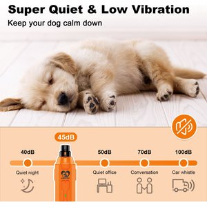 Casfuy Upgraded Quiet 6 Speed Electric Dog & Cat Nail Grinder with 2 LED Lights, Orange