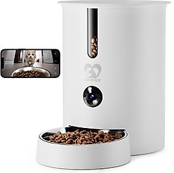 Casfuy WIFI Automatic Cat & Dog Feeder with HD Camera, Removable Storage Hopper, 2.8L, White