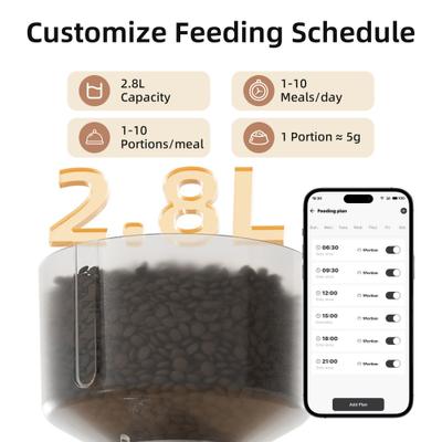 Show full view: Casfuy WIFI Automatic Cat & Dog Feeder with HD Camera, Removable Storage Hopper, 2.8L, White slide 5 of 8