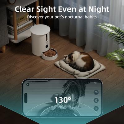 Show full view: Casfuy WIFI Automatic Cat & Dog Feeder with HD Camera, Removable Storage Hopper, 2.8L, White slide 2 of 8