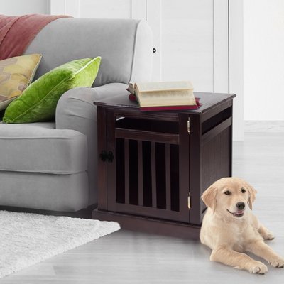 Casual Home Casual Home Chappy Single Door Furniture Style Dog Crate & Wood Slats, Espresso, 22 inch