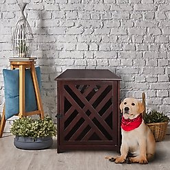 Casual Home Modern Lattice Single Door Furniture Style Dog Crate & End Table, Espresso, 36 inch