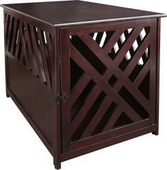 Casual Home Modern Lattice Single Door Furniture Style Dog Crate & End Table, Espresso, 36 inch slide 2 of 6