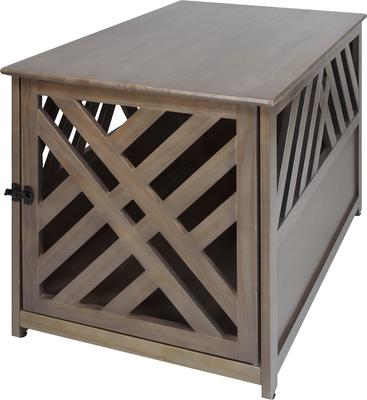 Show full view: Casual Home Modern Lattice Single Door Furniture Style Dog Crate & End Table, Taupe Grey, 36 inch slide 2 of 10