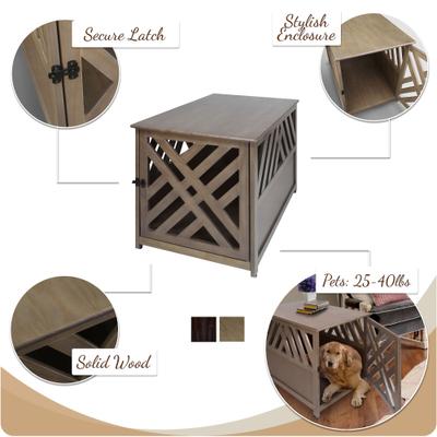 Show full view: Casual Home Modern Lattice Single Door Furniture Style Dog Crate & End Table, Taupe Grey, 36 inch slide 6 of 10