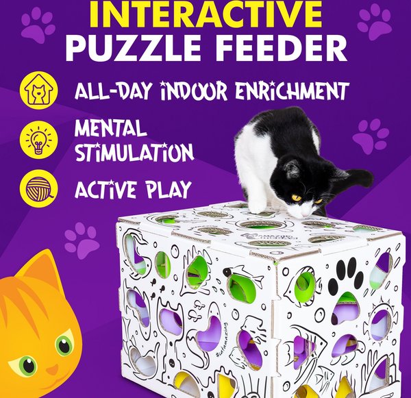 Cat Amazing Mega-Interactive Treat Maze & Puzzle Cat Toy, White