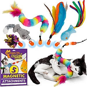 Cat Amazing Snatch Magnetic Teaser Wand Cat Toy Attachments, 5 count
