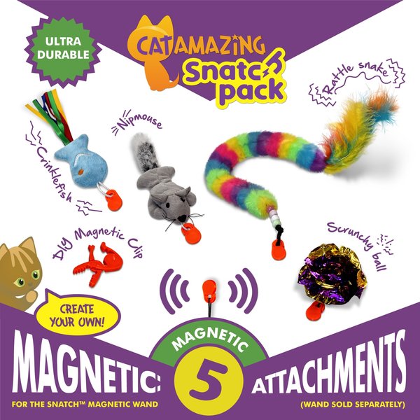 Cat Amazing Snatch Magnetic Teaser Wand Cat Toy Attachments, 5 count
