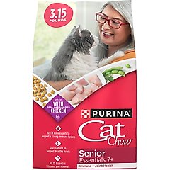 Cat Chow Essentials 7+ Immune + Joint Health Recipe Senior Dry Cat Food, 3.15-lb bag, case of 4