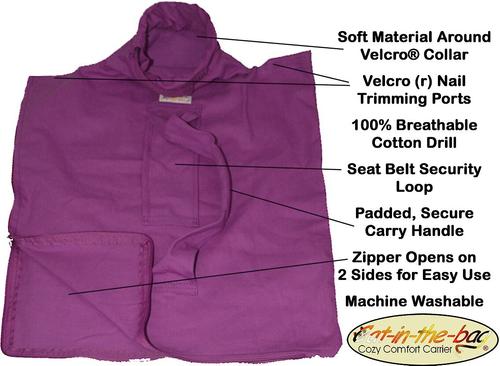 Show full view: Cat-in-the-bag E-Z-Zip Cat Carrier Bag, Lavender, Large slide 2 of 12