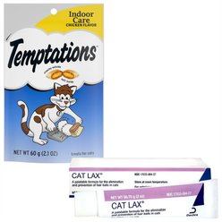 Cat Lax Cat Supplement, 2-oz tube & Temptations Indoor Care Chicken Flavor Cat Treats, 2.1-oz bag slide 1 of 5