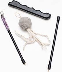 Cat Lures Fishin Rod Wool Octofly Teasers-Wands Cat Toy, Grey
