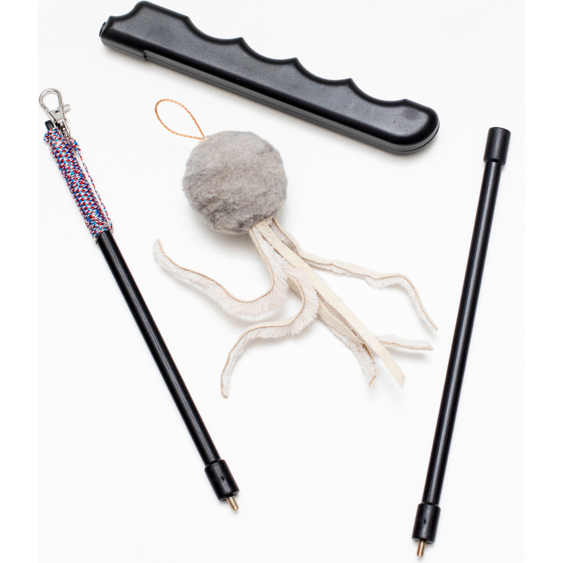 Cat Lures Fishin Rod Wool Octofly Teasers-Wands Cat Toy, Grey