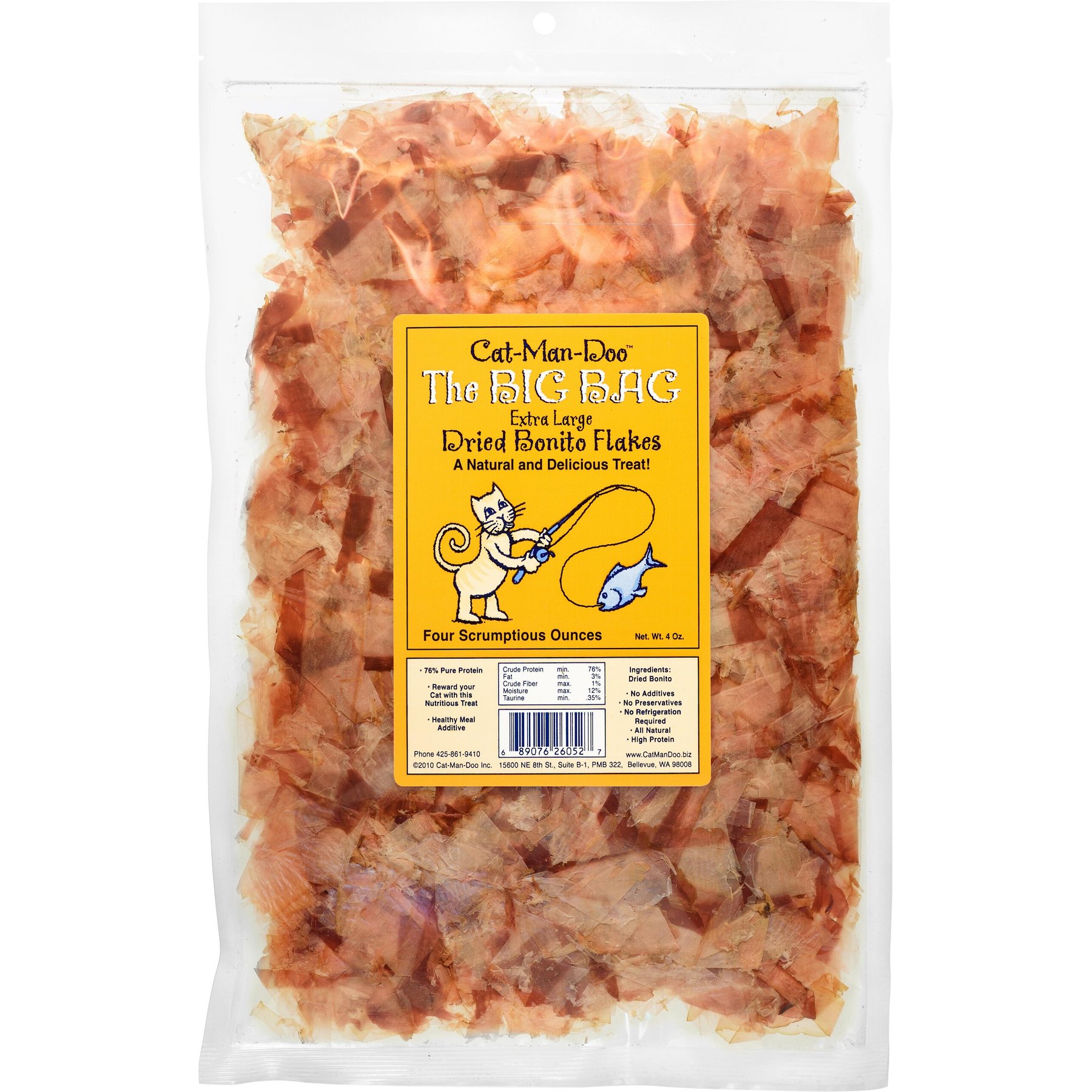 Cat-Man-Doo Extra Large Dried Bonito Flakes Cat & Dog Treats, 4-oz bag