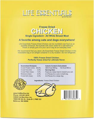 Show full view: Cat-Man-Doo Life Essentials Chicken Freeze-Dried Cat & Dog Treats, 5-oz bag, bundle of 2 slide 3 of 9
