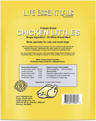 Show full view: Cat-Man-Doo Life Essentials Chicken Littles Freeze-Dried Cat & Dog Treats, 5-oz bag, bundle of 2 slide 3 of 8
