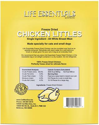 Show full view: Cat-Man-Doo Life Essentials Chicken Littles Freeze-Dried Cat & Dog Treats, 5-oz bag slide 3 of 9