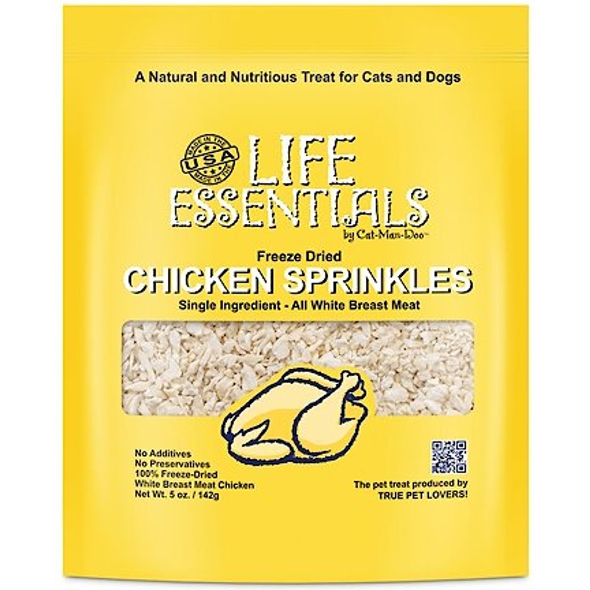 Cat-Man-Doo Life Essentials Freeze-Dried Chicken Sprinkles Dog & Cat Treats, 5-oz bag