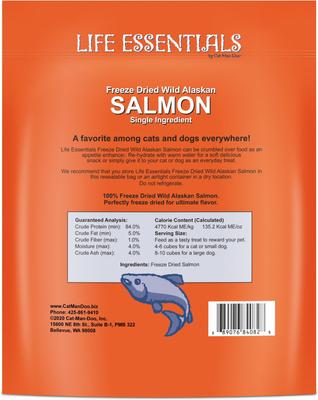 Show full view: Cat-Man-Doo Life Essentials Wild Alaskan Salmon Freeze-Dried Cat & Dog Treats, 5-oz bag, bundle of 2 slide 3 of 9