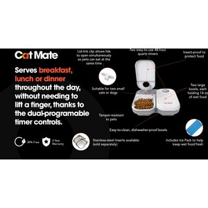 Cat Mate C200 2-Bowl Automatic Dog & Cat Feeder, 4-cup
