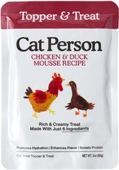 Cat Person by Weruva Chicken & Duck Mousse Grain-Free Wet Cat Food Topper, 3-oz pouch, case of 4