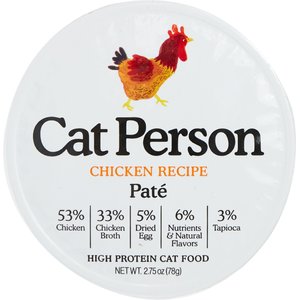 Cat Person by Weruva Chicken Grain-Free Pate Wet Cat Food, 2.75-oz cup, case of 24