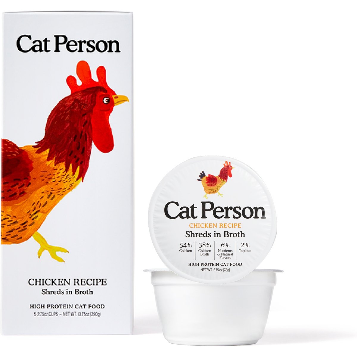 Cat Person by Weruva Chicken Shreds in Broth Grain-Free Wet Cat Food, 2.75-oz cup, case of 5