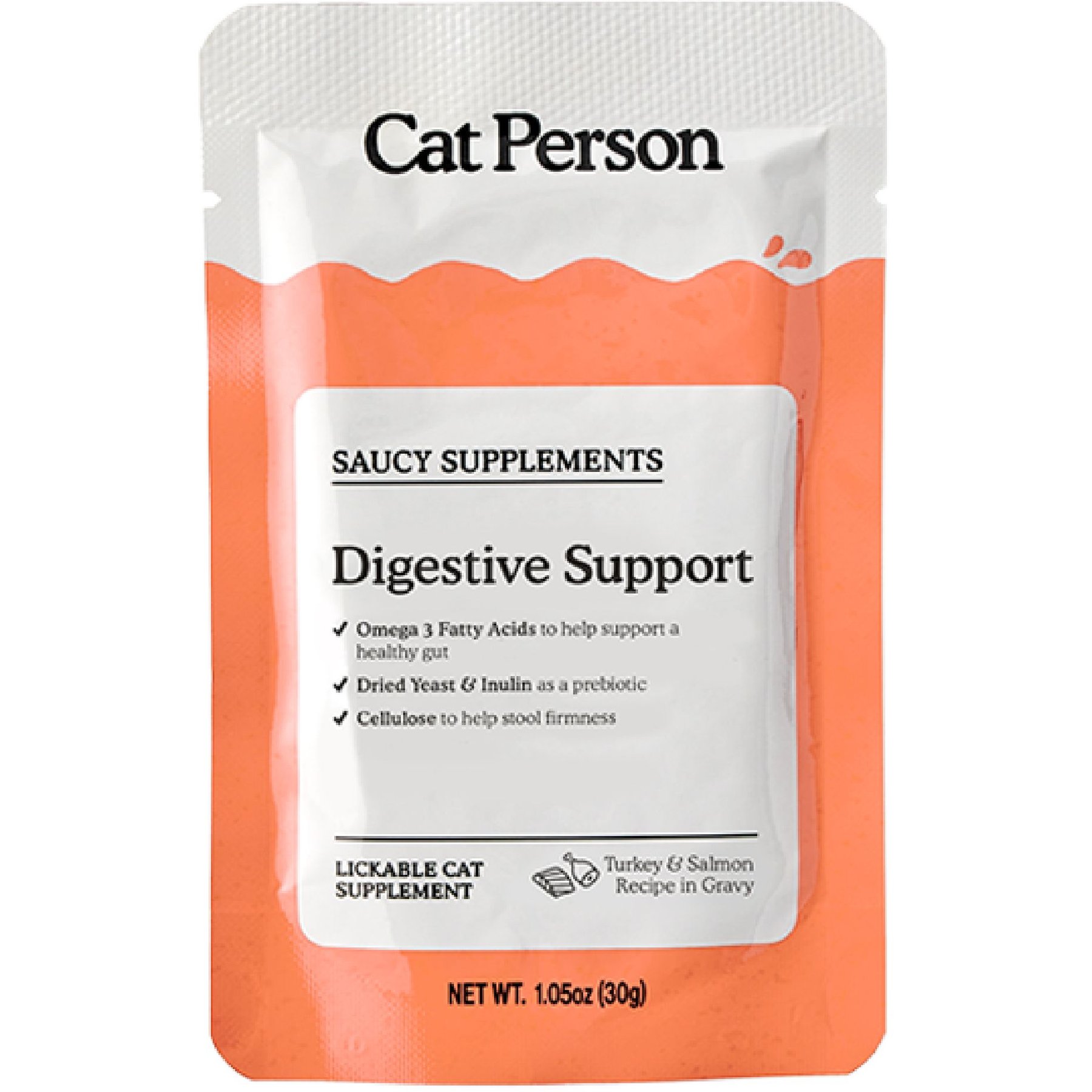Cat Person by Weruva Digestive Turkey & Salmon Puree Lickable Supplement for Cats, 1.05-oz pouch, case of 7