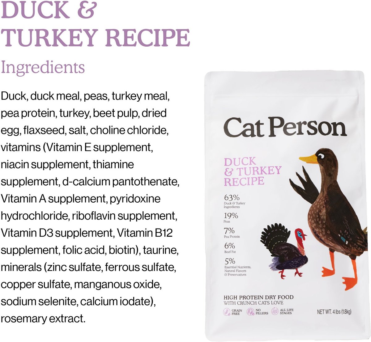 Cat Person by Weruva Duck & Turkey Grain-Free Dry Cat Food