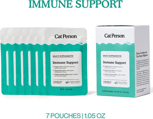 Show full view: Cat Person by Weruva Immune Support Turkey & Salmon Puree Lickable Immune Supplement for Cats, 1.05-oz pouch, case of 7 slide 3 of 9