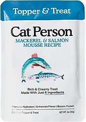 Cat Person by Weruva Mackerel & Salmon Mousse Grain-Free Wet Cat Food Topper, 3-oz pouch, case of 4