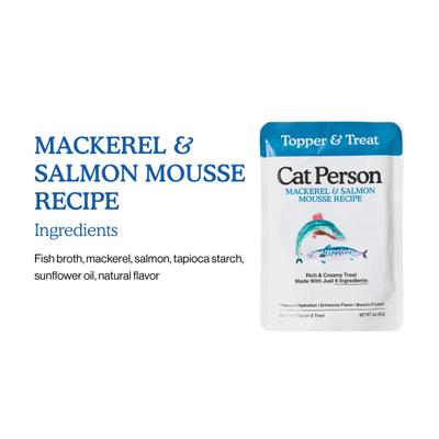 Show full view: Cat Person by Weruva Mackerel & Salmon Mousse Grain-Free Wet Cat Food Topper, 3-oz pouch, case of 4 slide 5 of 9