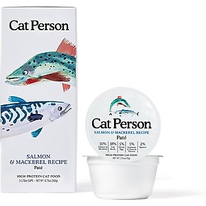 Cat Person by Weruva Salmon & Mackerel Grain-Free Pate Wet Cat Food, 2.75-oz cup, case of 5