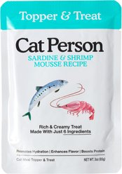 Cat Person by Weruva Sardine & Shrimp Mousse Grain-Free Wet Cat Food Topper, 3-oz pouch, case of 4