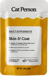 Cat Person by Weruva Skin & Coat Support Chicken & Salmon Puree Lickable Supplement for Cats, 1.05-oz pouch, case of 7