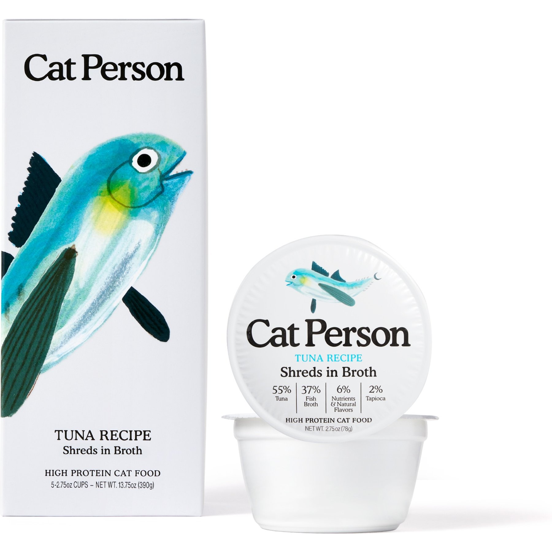 Cat Person by Weruva Tuna Flakes in Broth Grain-Free Wet Cat Food, 2.75-oz cup, case of 5