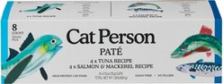 Cat Person by Weruva Tuna, Salmon, & Mackerel Variety Pack Grain-Free Pate Wet Cat Food, 2.75-oz cup, case of 8